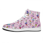 Girly Unicorn Ice Cream Pattern Print High Top Leather Sneakers