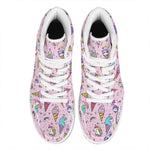 Girly Unicorn Ice Cream Pattern Print High Top Leather Sneakers