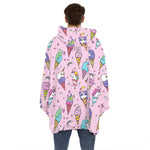 Girly Unicorn Ice Cream Pattern Print Hoodie Blanket