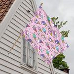 Girly Unicorn Ice Cream Pattern Print House Flag