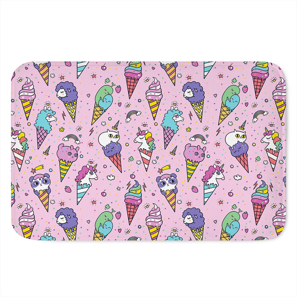 Girly Unicorn Ice Cream Pattern Print Indoor Door Mat