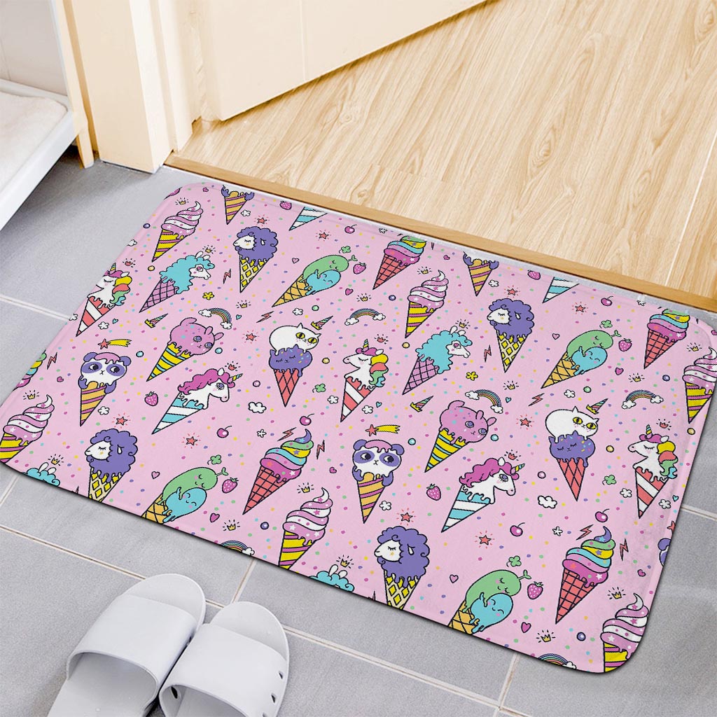 Girly Unicorn Ice Cream Pattern Print Indoor Door Mat