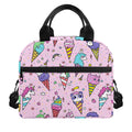 Girly Unicorn Ice Cream Pattern Print Insulated Lunch Bag