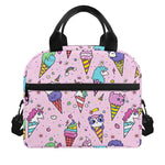Girly Unicorn Ice Cream Pattern Print Insulated Lunch Bag
