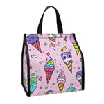 Girly Unicorn Ice Cream Pattern Print Insulated Lunch Tote