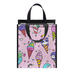 Girly Unicorn Ice Cream Pattern Print Insulated Lunch Tote