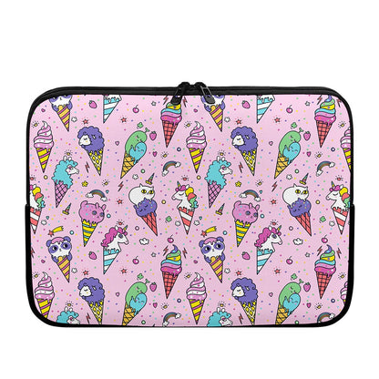 Girly Unicorn Ice Cream Pattern Print Laptop Sleeve
