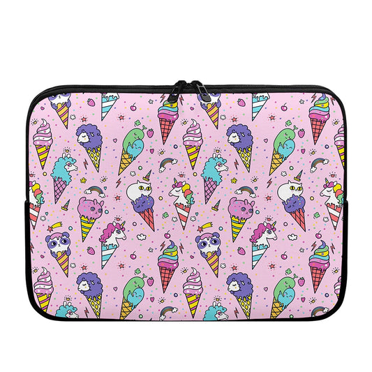 Girly Unicorn Ice Cream Pattern Print Laptop Sleeve