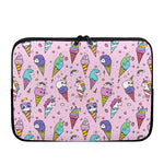 Girly Unicorn Ice Cream Pattern Print Laptop Sleeve