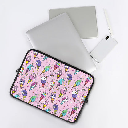 Girly Unicorn Ice Cream Pattern Print Laptop Sleeve