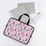 Girly Unicorn Ice Cream Pattern Print Laptop Sleeve With Handle