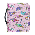 Girly Unicorn Ice Cream Pattern Print Leather Bible Cover