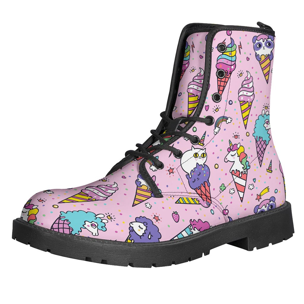 Girly Unicorn Ice Cream Pattern Print Backpack