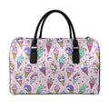Girly Unicorn Ice Cream Pattern Print Leather Duffel Bag