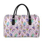 Girly Unicorn Ice Cream Pattern Print Leather Duffle Bag
