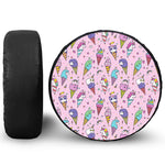 Girly Unicorn Ice Cream Pattern Print Leather Spare Tire Cover