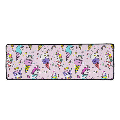 Girly Unicorn Ice Cream Pattern Print Long Kitchen Mat