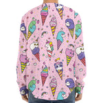 Girly Unicorn Ice Cream Pattern Print Long Sleeve Baseball Jersey