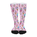 Girly Unicorn Ice Cream Pattern Print Long Socks