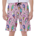 Girly Unicorn Ice Cream Pattern Print Men's Beach Shorts