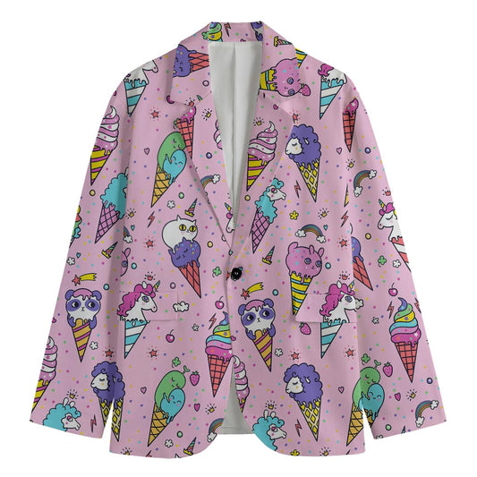 Girly Unicorn Ice Cream Pattern Print Men's Blazer