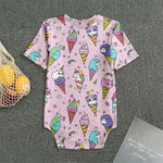 Girly Unicorn Ice Cream Pattern Print Men's Bodysuit