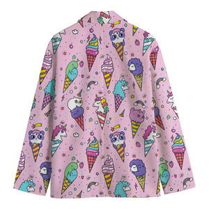 Girly Unicorn Ice Cream Pattern Print Men's Cotton Blazer