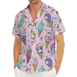 Girly Unicorn Ice Cream Pattern Print Men's Deep V-Neck Shirt