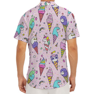 Girly Unicorn Ice Cream Pattern Print Men's Deep V-Neck Shirt