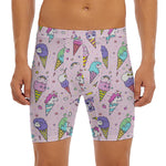 Girly Unicorn Ice Cream Pattern Print Men's Long Boxer Briefs