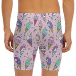 Girly Unicorn Ice Cream Pattern Print Men's Long Boxer Briefs