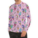 Girly Unicorn Ice Cream Pattern Print Men's Long Sleeve Rash Guard
