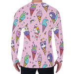 Girly Unicorn Ice Cream Pattern Print Men's Long Sleeve T-Shirt
