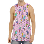Girly Unicorn Ice Cream Pattern Print Men's Muscle Tank Top
