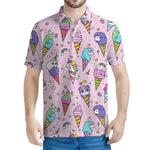 Girly Unicorn Ice Cream Pattern Print Men's Polo Shirt