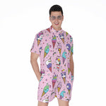 Girly Unicorn Ice Cream Pattern Print Men's Rompers
