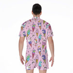 Girly Unicorn Ice Cream Pattern Print Men's Rompers