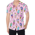 Girly Unicorn Ice Cream Pattern Print Men's Shirt