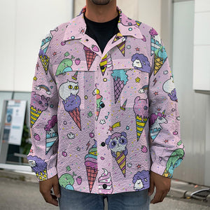 Girly Unicorn Ice Cream Pattern Print Men's Shirt Jacket