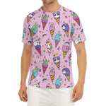 Girly Unicorn Ice Cream Pattern Print Men's Short Sleeve Rash Guard