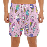 Girly Unicorn Ice Cream Pattern Print Men's Split Running Shorts