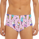Girly Unicorn Ice Cream Pattern Print Men's Triangle Swim Briefs