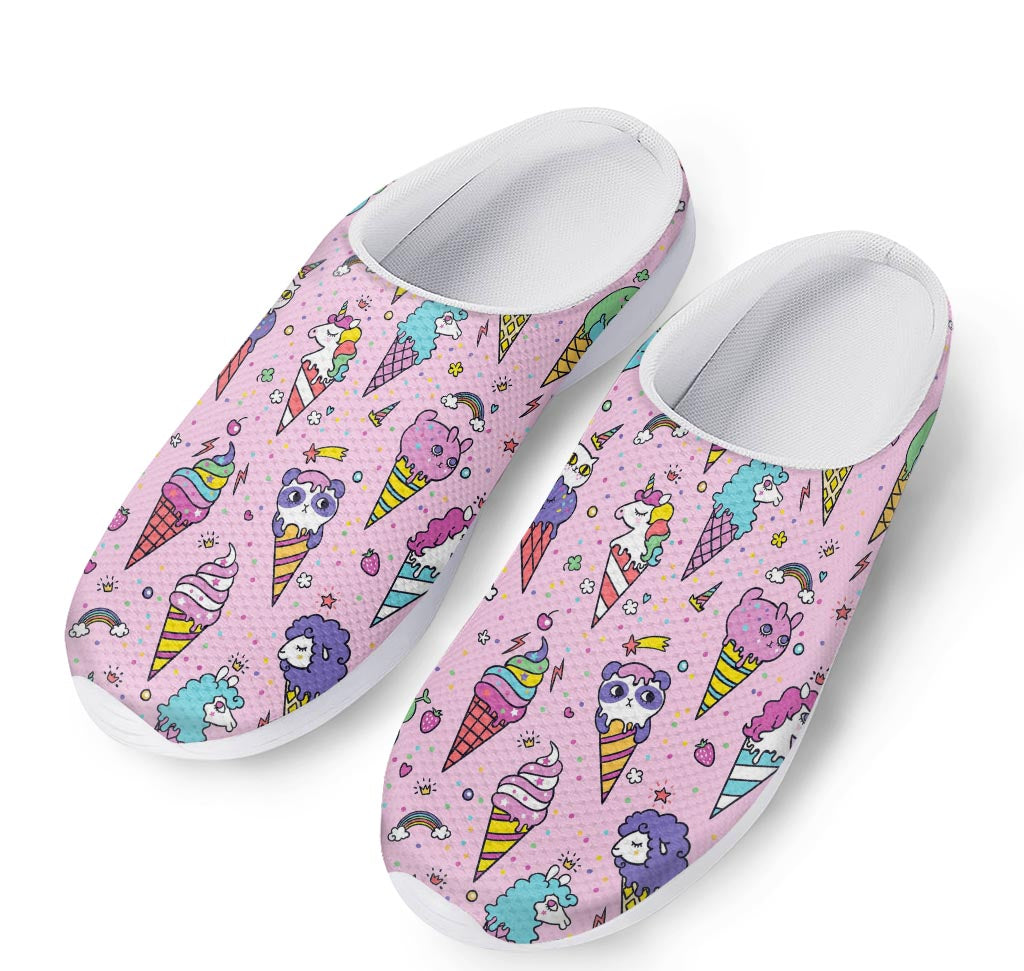 Girly Unicorn Ice Cream Pattern Print Mesh Casual Shoes