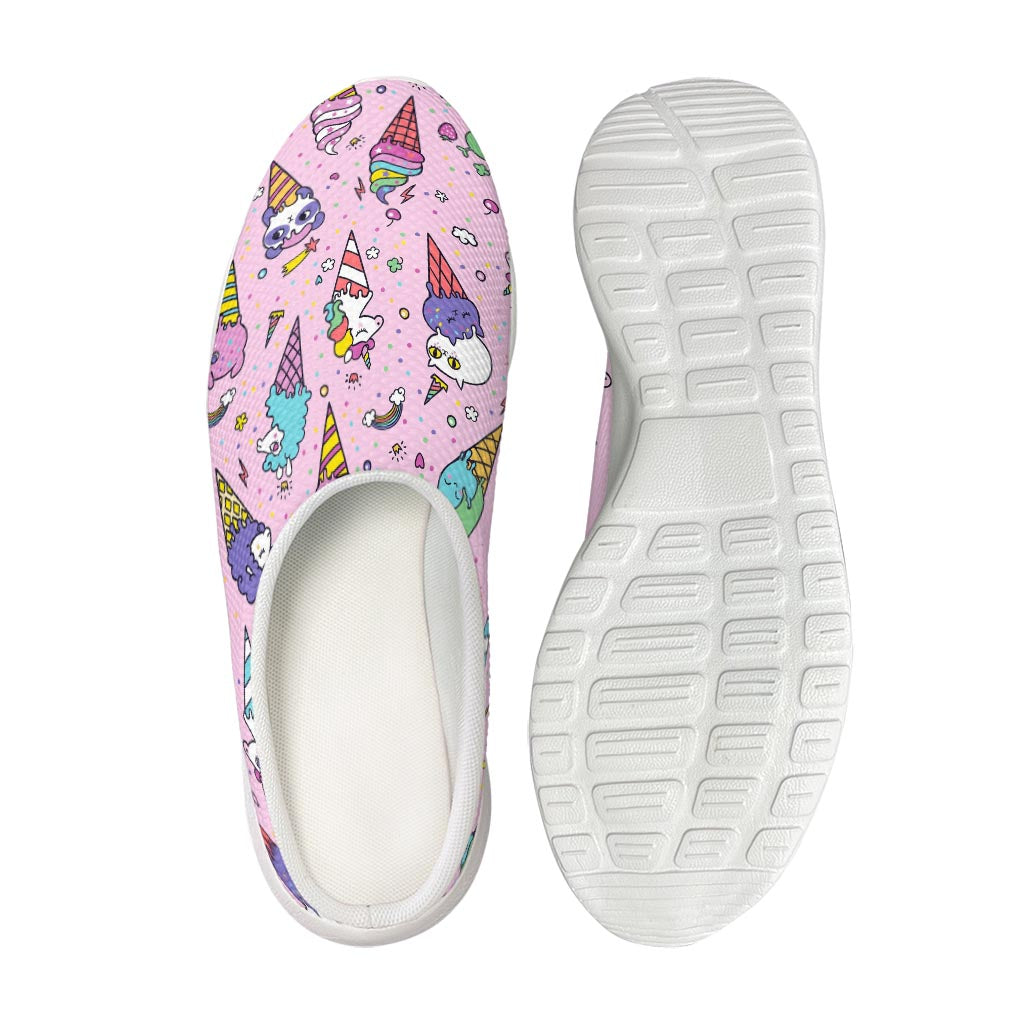 Girly Unicorn Ice Cream Pattern Print Mesh Casual Shoes