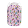 Girly Unicorn Ice Cream Pattern Print Mesh Laundry Hamper