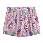 Girly Unicorn Ice Cream Pattern Print Mesh Shorts