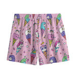 Girly Unicorn Ice Cream Pattern Print Mesh Shorts
