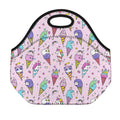 Girly Unicorn Ice Cream Pattern Print Neoprene Lunch Bag