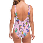 Girly Unicorn Ice Cream Pattern Print One Piece Swimsuit