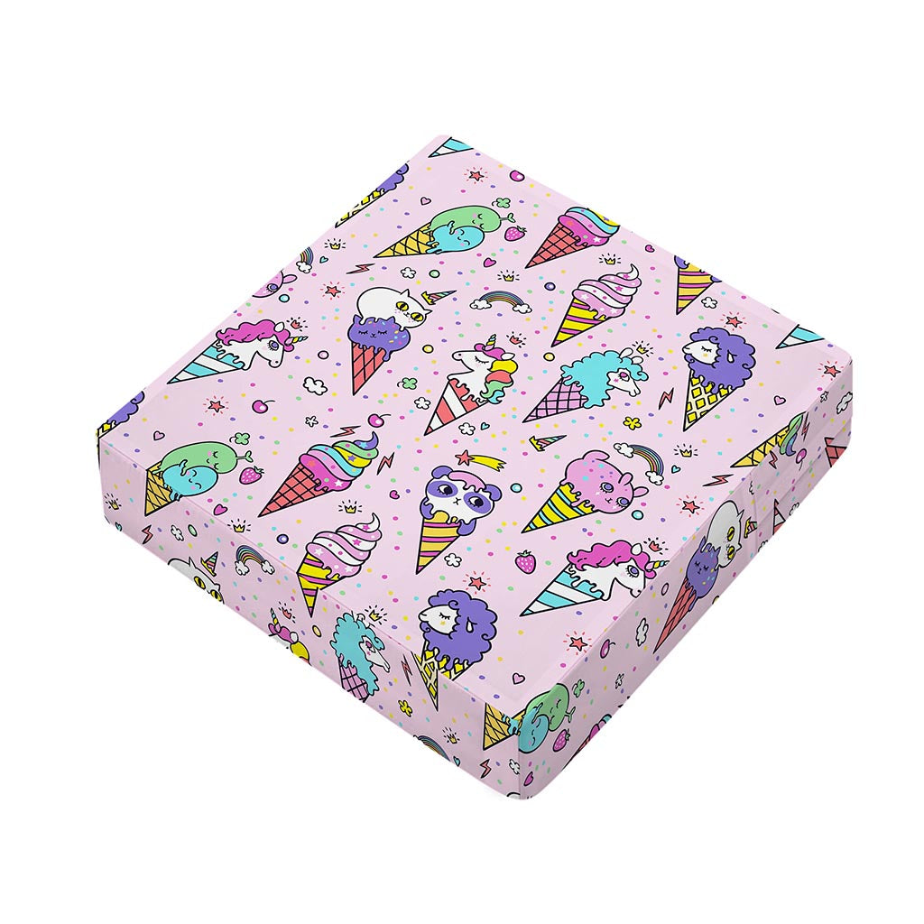 Girly Unicorn Ice Cream Pattern Print Outdoor Seat Cushion Cover